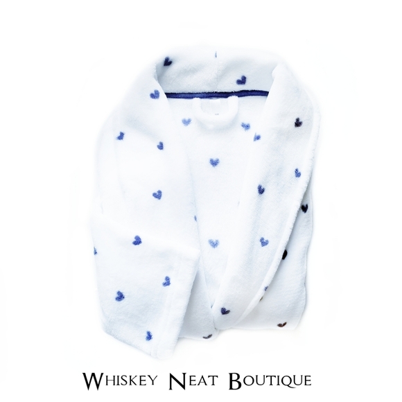 Other - Bath Robe in White with Blue Hearts